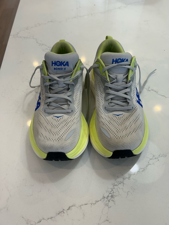 Hoka Other - Men’s Hoka Bondi 8 Gray with Neon Yellow & Blue Accents size 9D